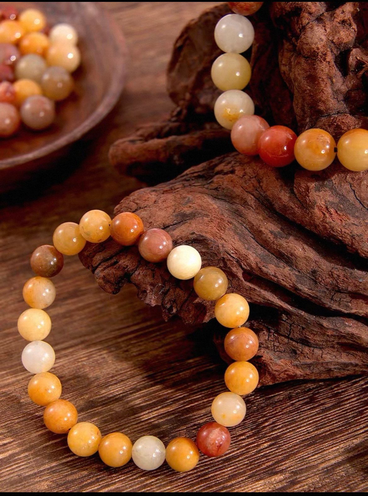 Gelb Jade Naturstein Perlenarmband