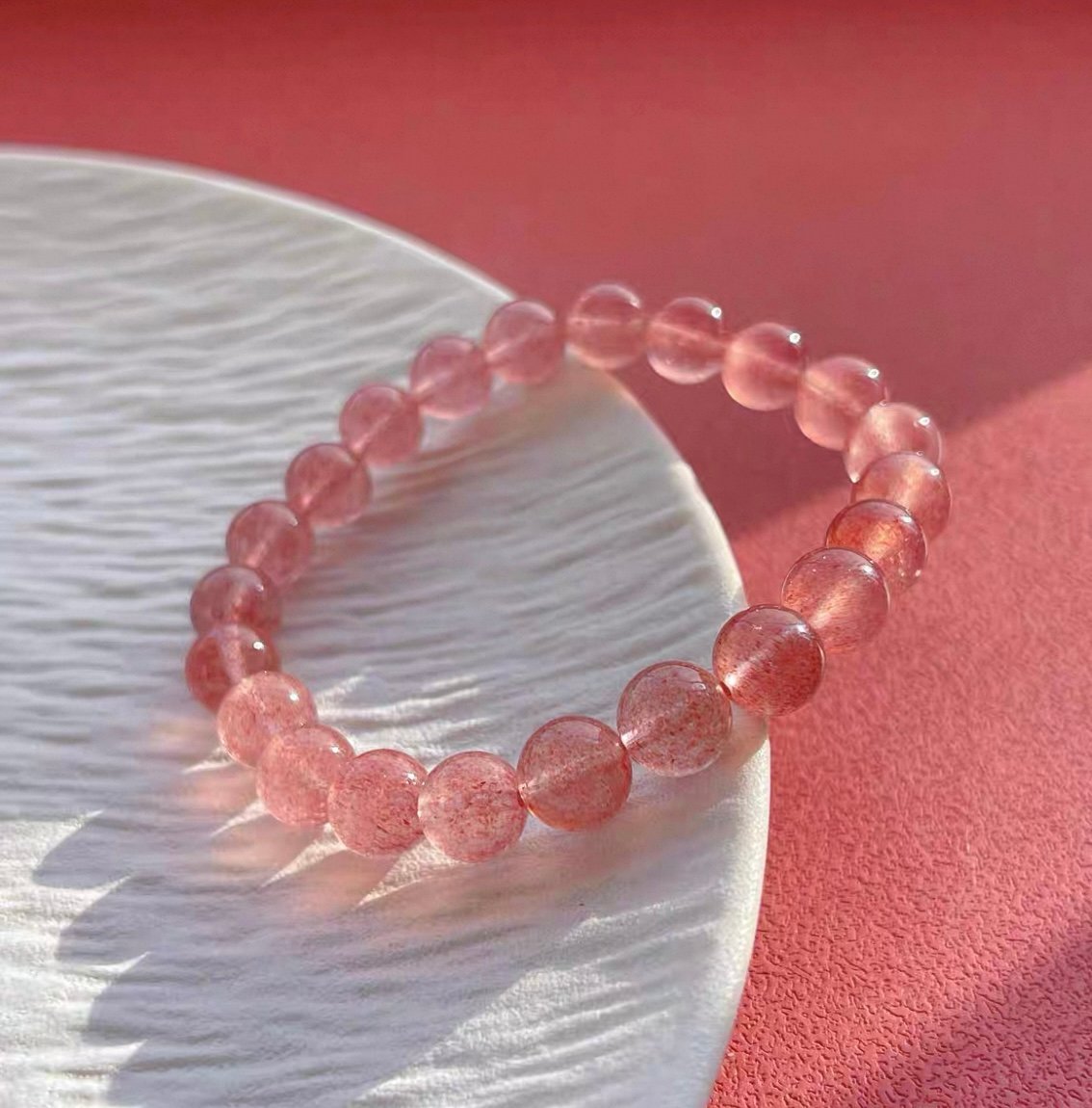 Rosa Erdbeerquarz, 8mm Natürlicher Stein - Image 3